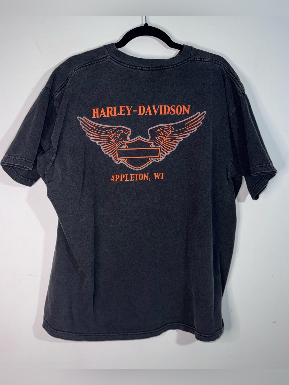 Harley-Davidson Vintage 2000 Appleton WI Black Graphic T-Shirt 2XL USA